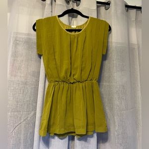 Olive Green J. Crew Chiffon Crew Neck Top